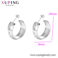 E-688 joyas de acero inoxidable color plata de moda xuping, pendientes de mujer tallados simples